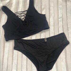 Black Lace-Up Torrid Size 3 Hipster Panties & Size 2 Bralette NWT